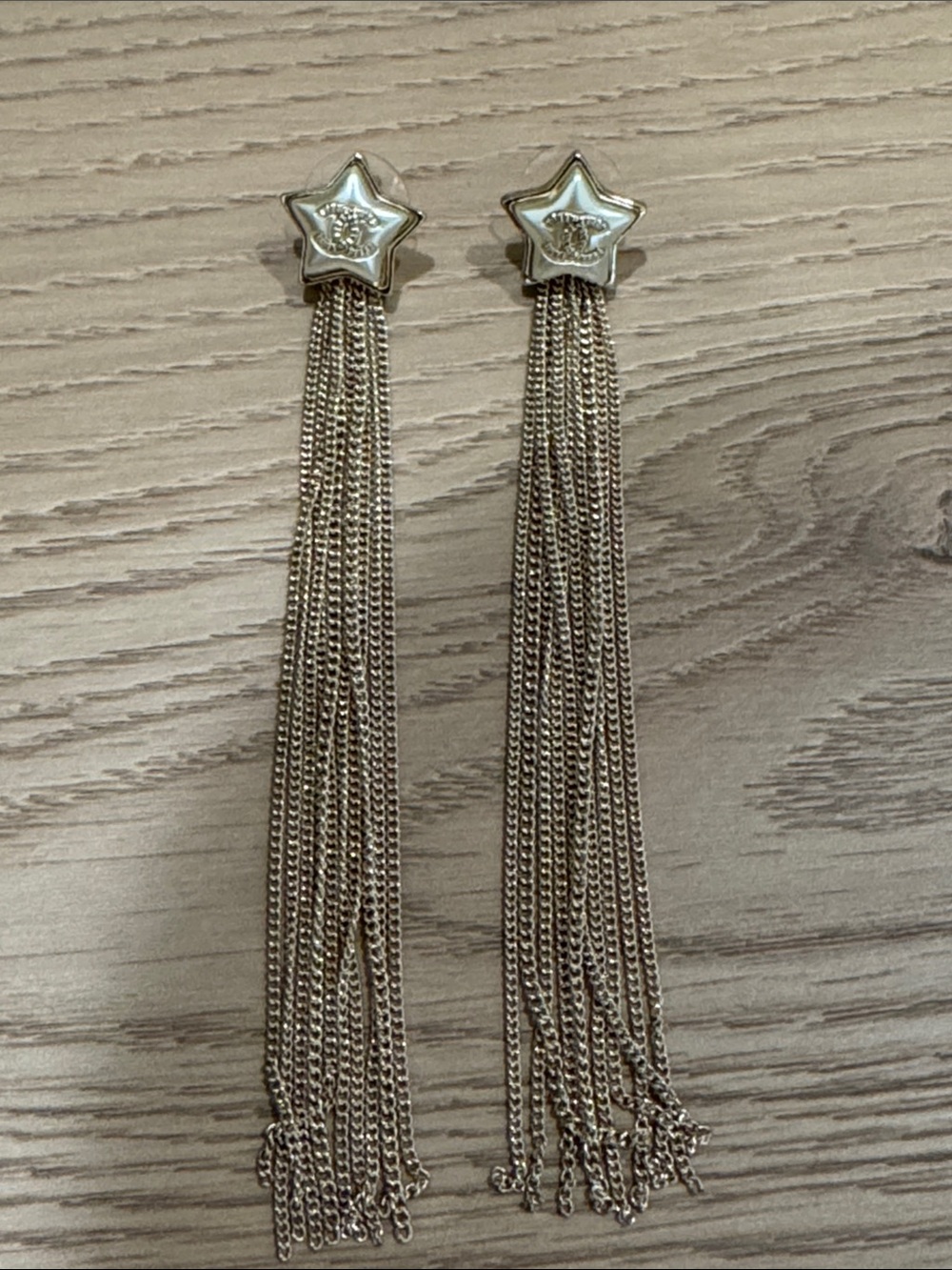 Gold Star Tassel Drop Earrings
